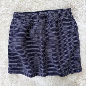 Loft 100% Linen Slate Blue Striped Skirt, size M